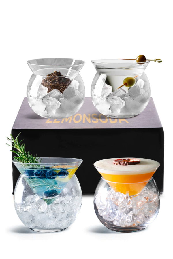 Lemonsoda Stemless Martini Glasses With Chiller 5.5oz - Clear