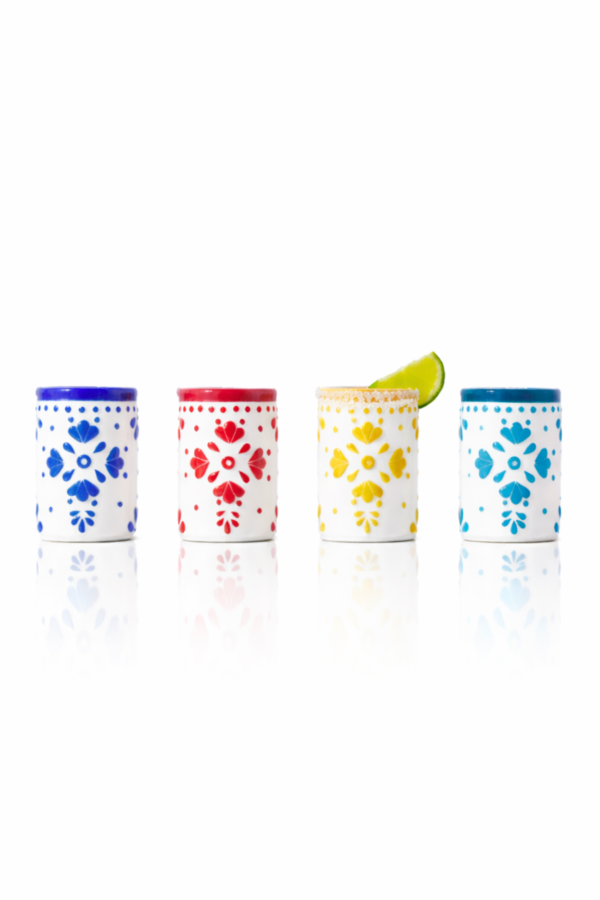 Lemonsoda Talavera Floral Ceramic Shot Glasses (3oz)
