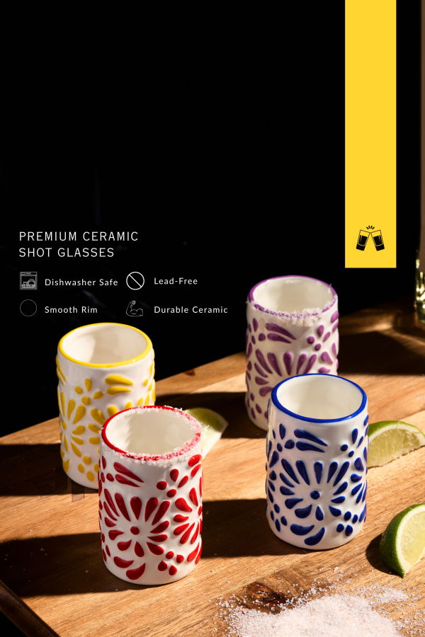 Lemonsoda Tiki Blossom Ceramic Shot Glasses (3oz)