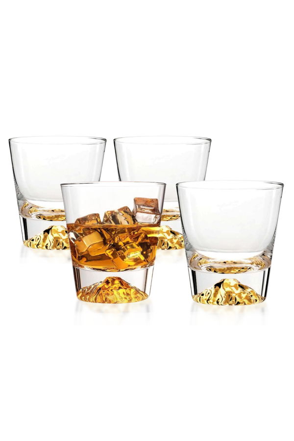 Lemonsoda Crystal Clear Gold Heavy Base Bourbon 10oz Whiskey Glasses