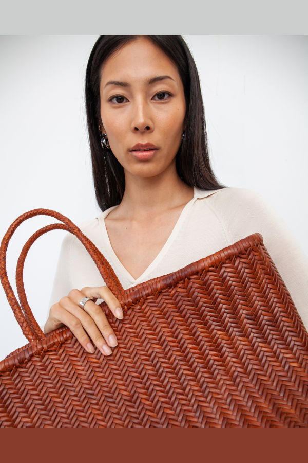 Hyer Goods The Mercato Woven Leather Tote Bag