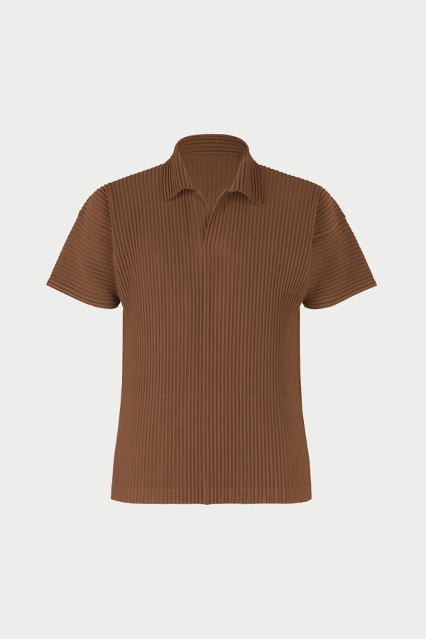 Issey Miyake Color Pleats 2 Polo Shirt - Anchor Brown