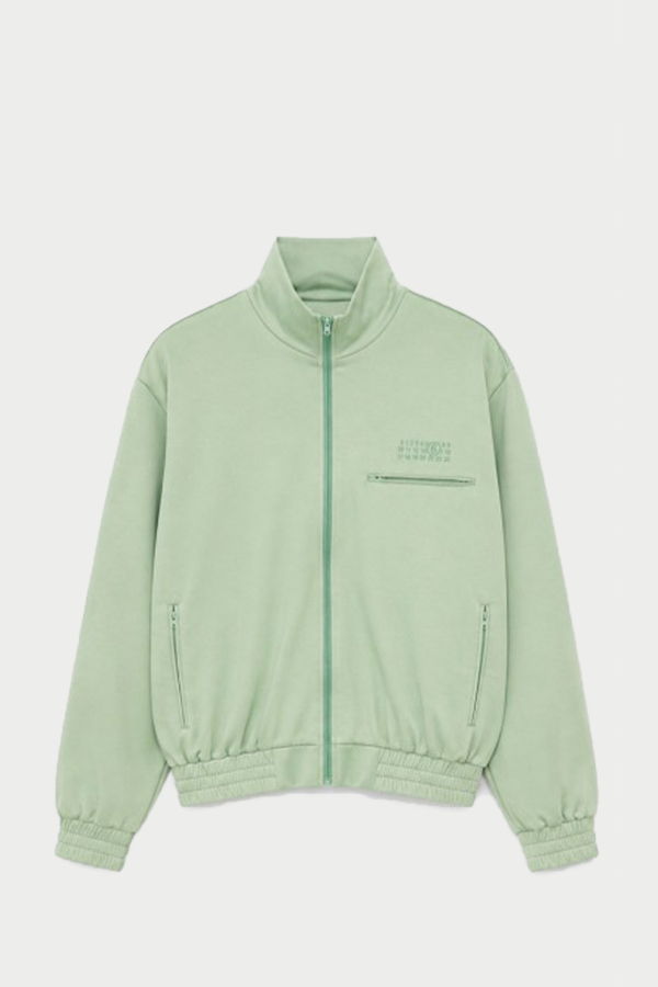 MM6 Maison Margiela Logo-Embroidered Zip-Up Sweat Jacket - Mint