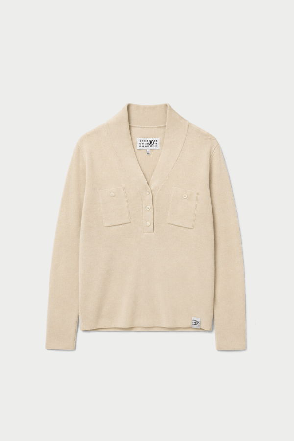 MM6 Maison Margiela V-Neck Long-Sleeve Top