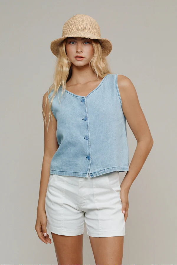 Jungmaven Skyline Summer Denim Vest - Light Denim