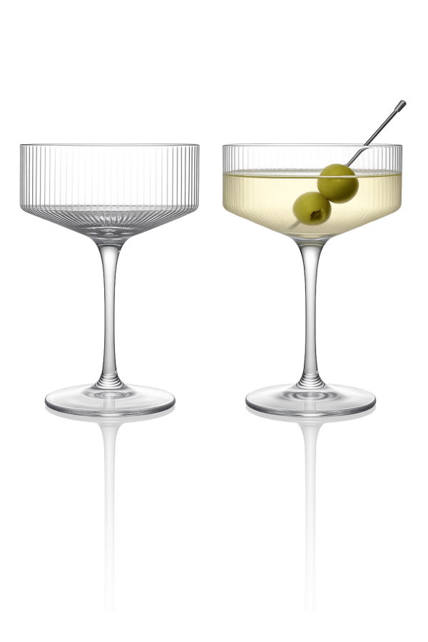 Lemonsoda Ribbed Martini Coupe Glass 9.5oz - Clear