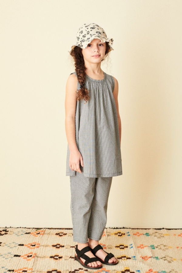 KIDS Caramel Cicely Girl's Cotton Dress - Black Micro Check