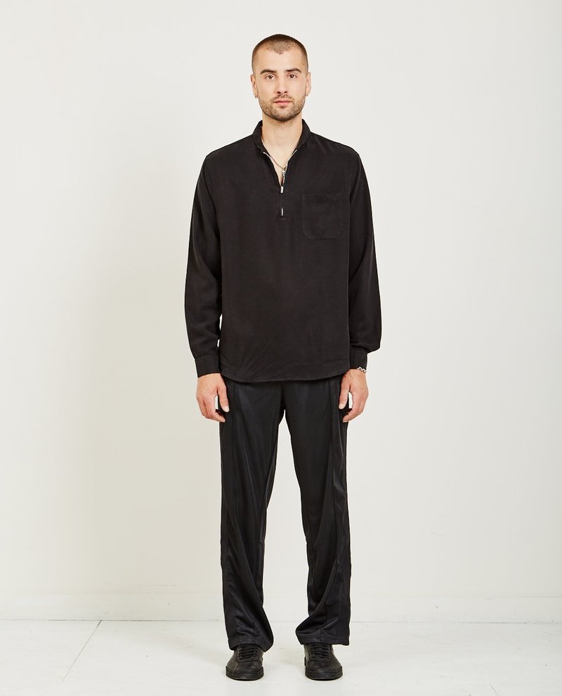 Our Legacy SHAWL ZIP SHIRT - BLACK SILKY WASH | Garmentory