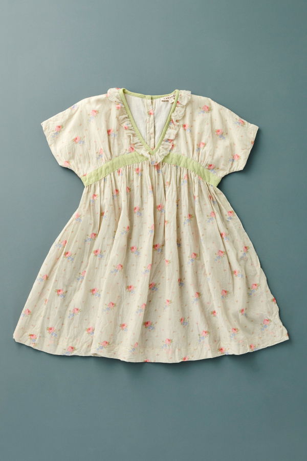 kids Caramel ASPARAGUS DRESS - Rose Bouquet Print