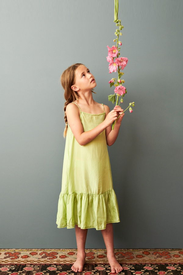 kids Caramel GRAPE SLIP DRESS - ALMOND