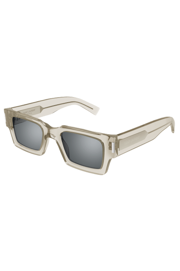 Saint Laurent Squared Sharp Shape Sunglasses - Beige/Silver