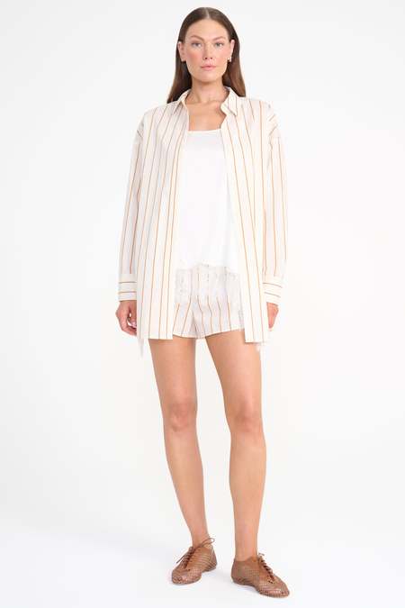 laura linen mini dress pop sardines ivory Staud Laura Linen Mini Dress in Pop Sardines Ivory