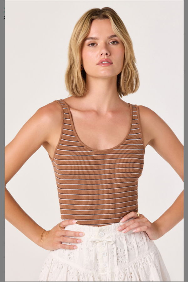 ASTR The Label Kayla Sweater Top - Brown Stripe