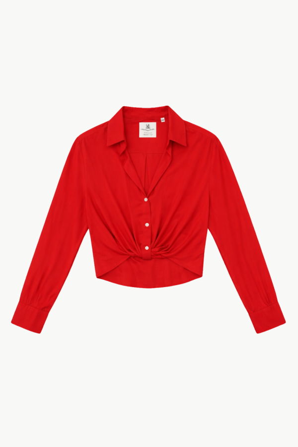 DENIMIST Slim Twisted Front Shirt - Red