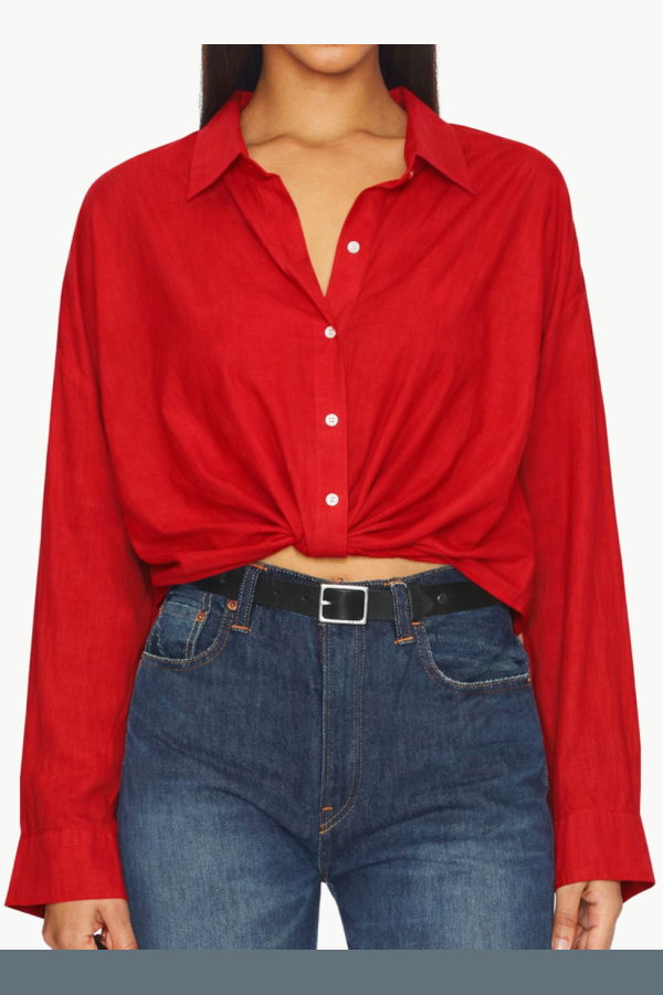 DENIMIST Slim Twisted Front Shirt - Red