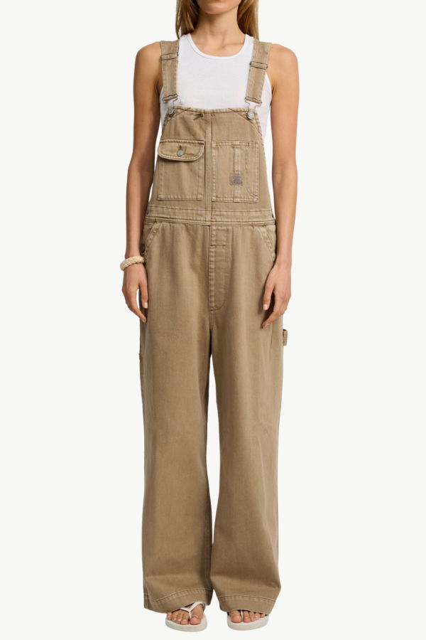 DENIMIST Slouch Bib Overall - Worn Khaki