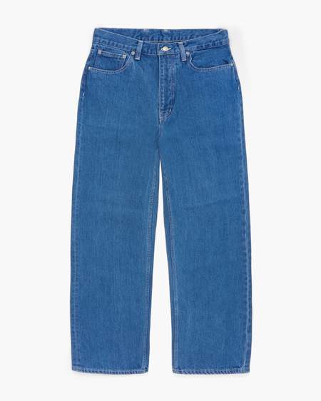 Comoli Mens Bleached Denim 5P Pant - Blue | Garmentory