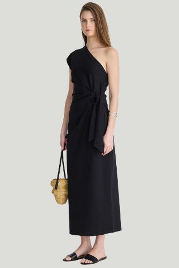 Apiece Apart Georgie One Shoulder Maxi Dress - Black