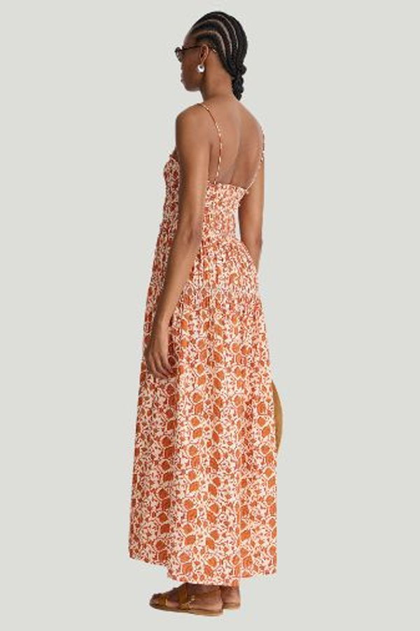Apiece Apart Laloux Smocked Maxi Dress - Night Blooms Sorbet