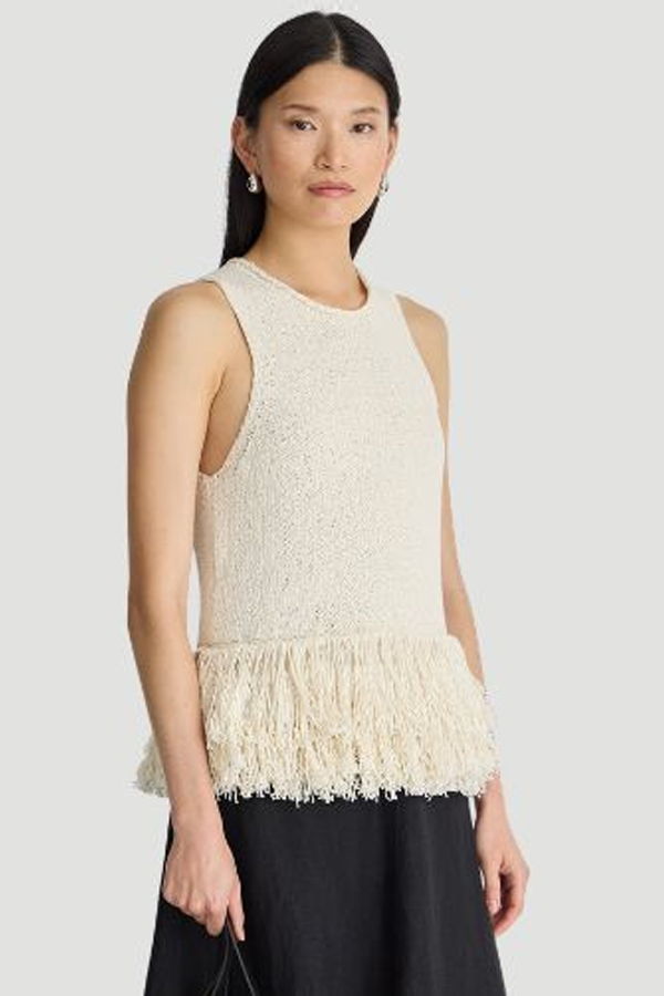 Apiece Apart Maeve Knit Fringe Tank - Ivory