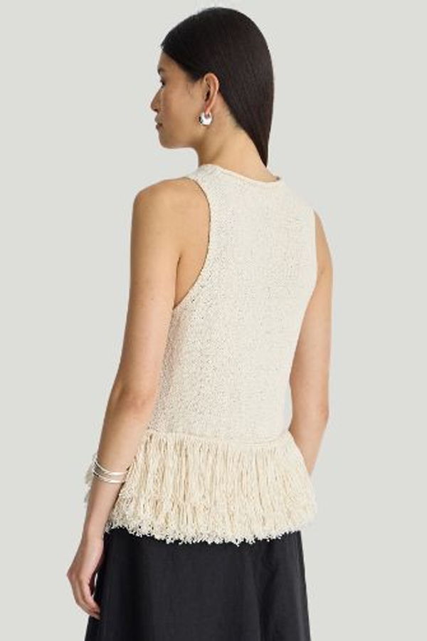 Apiece Apart Maeve Knit Fringe Tank - Ivory