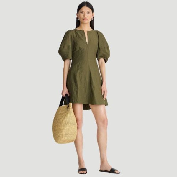 Apiece Apart Sculpted Sabina Mini Dress - Dark Olive Apiece Apart Sculpted Sabina Mini Dress - Dark Olive