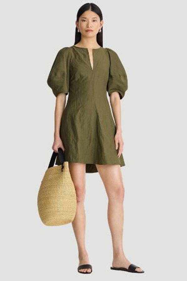 Apiece Apart Sculpted Sabina Mini Dress - Dark Olive