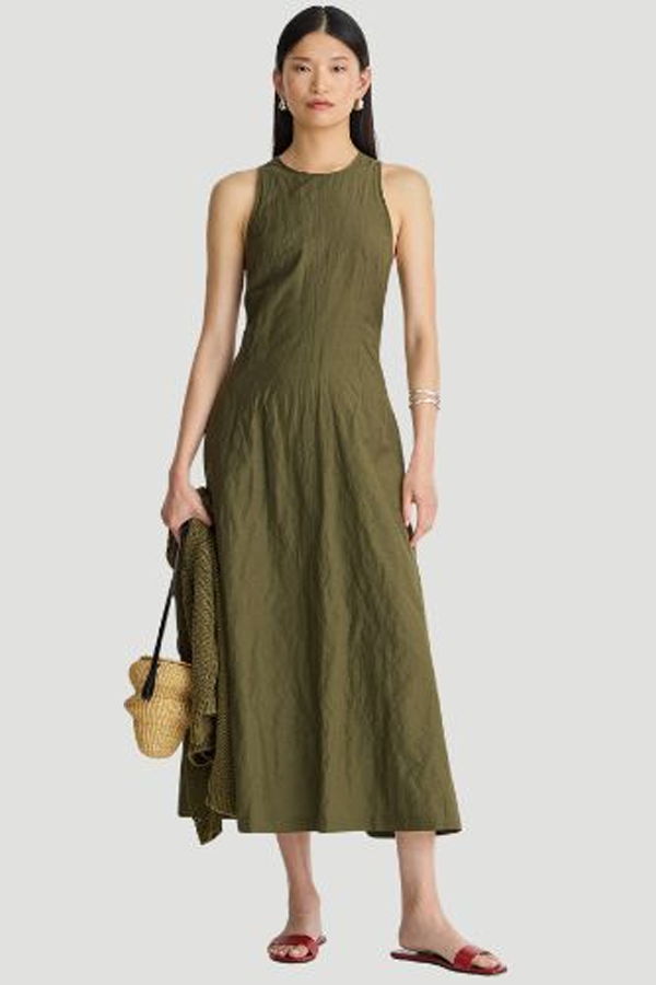 Apiece Apart Sculpted Uma Sleeveless Maxi Dress - Dark Olive