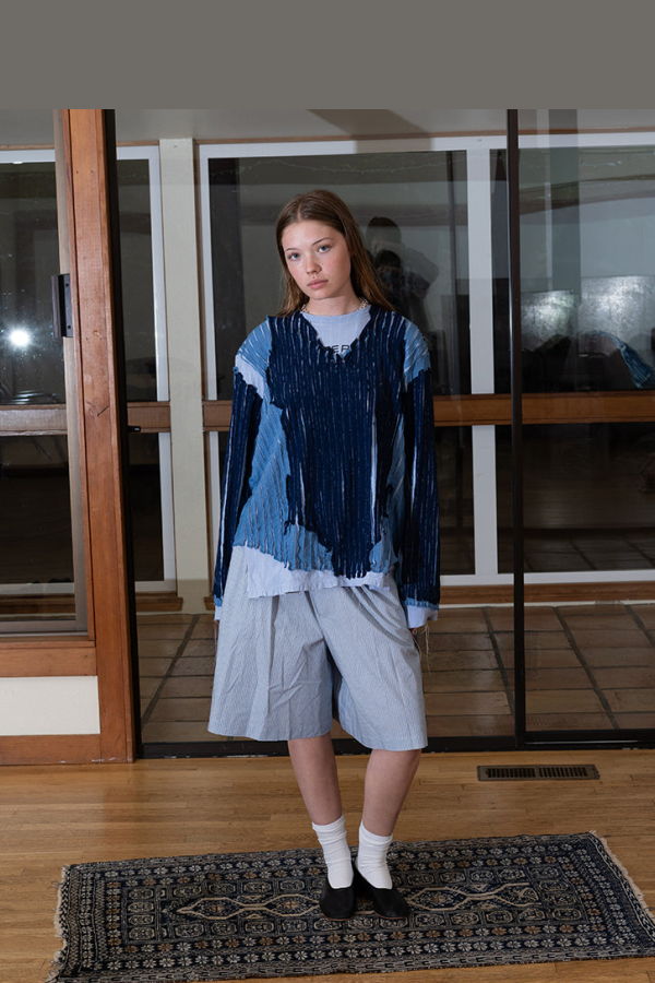 Baserange Claude Shorts - Blue Stripe