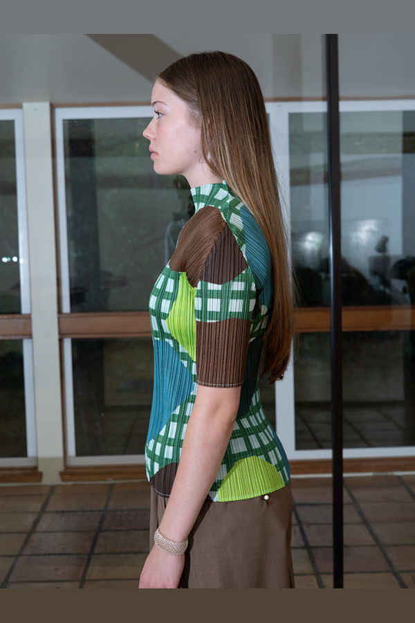Issey Miyake Classic Short Sleeve Mock Neck Top