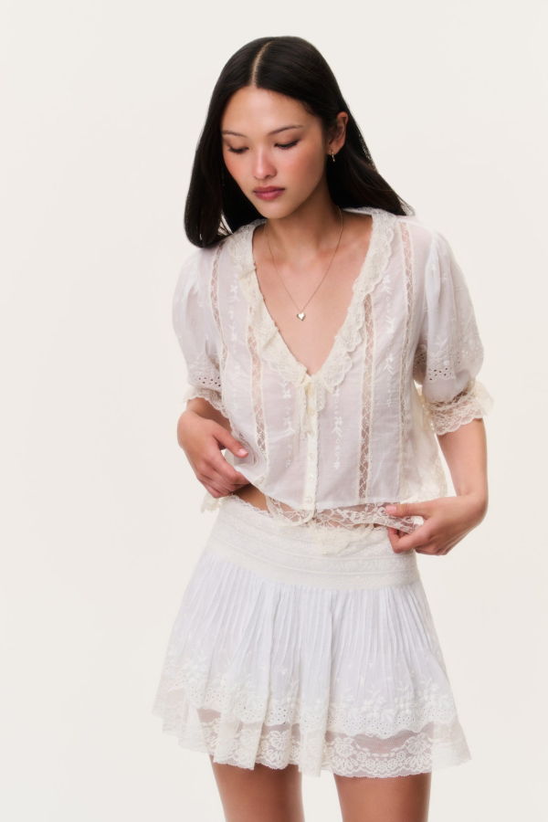 LoveShackFancy Maurelle Cotton Lace Blouse