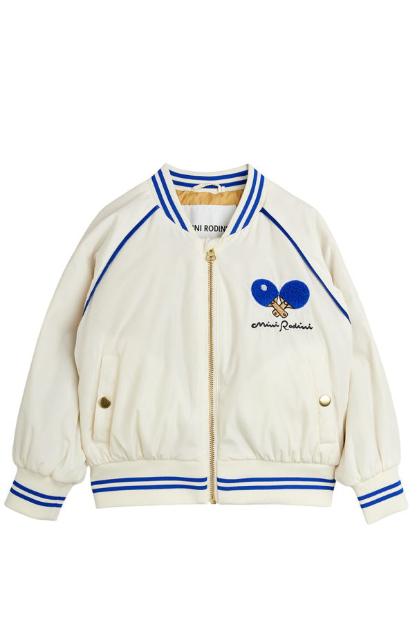 KIDS Mini Rodini Baseball Jacket Table Tennis Patches - White
