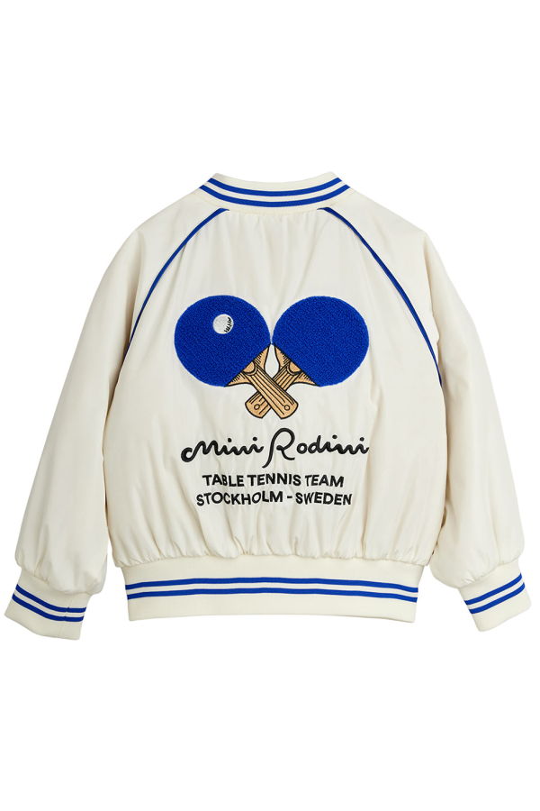 KIDS Mini Rodini Baseball Jacket Table Tennis Patches - White