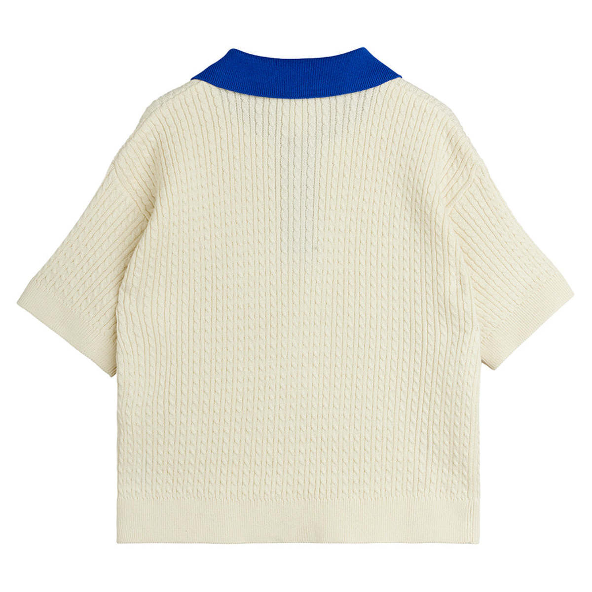 KIDS Mini Rodini Cable Knit Polo T-Shirt - White - Image 3 of 11
