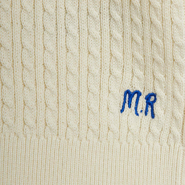 KIDS Mini Rodini Cable Knit Polo T-Shirt - White