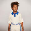 KIDS Mini Rodini Cable Knit Polo T-Shirt - White - Thumbnail 1