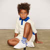 KIDS Mini Rodini Cable Knit Polo T-Shirt - White - Thumbnail 6