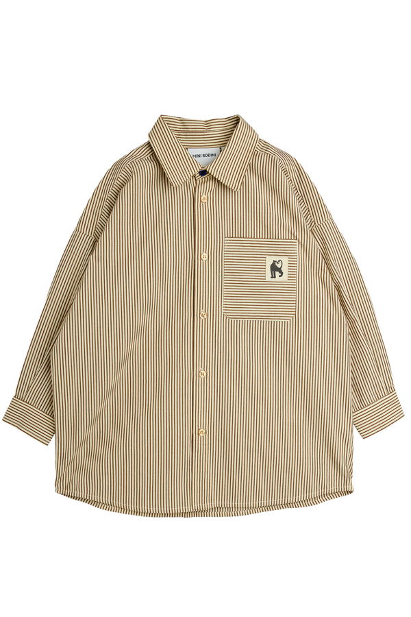 KIDS Mini Rodini Poplin Shirt Brown Stripes