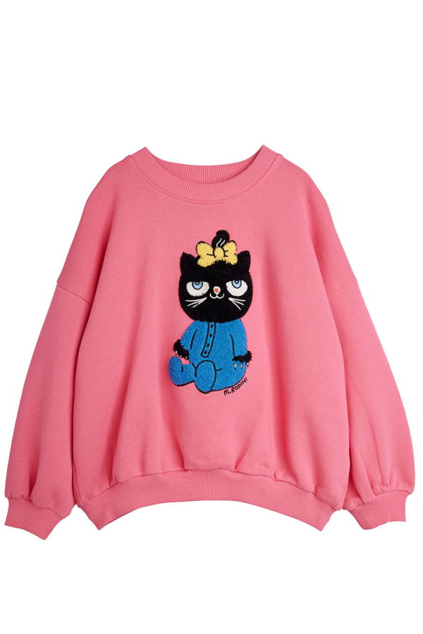 KIDS Mini Rodini Cat Chenille Sweatshirt - Pink