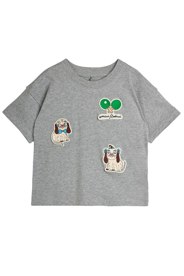 KIDS Mini Rodini Mini Babies Patches T-Shirt - Gray Melange