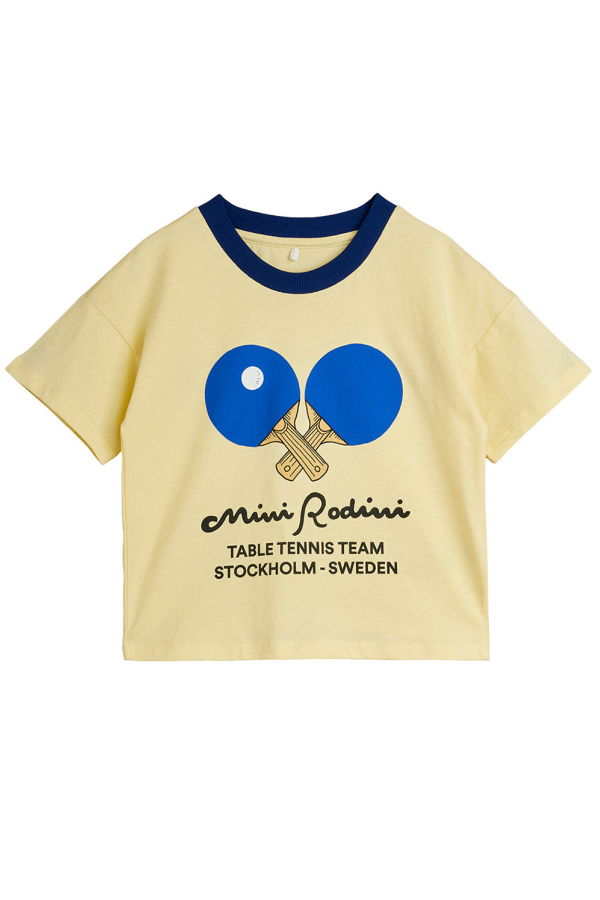 KIDS Mini Rodini Table Tennis Print T-Shirt - Yellow