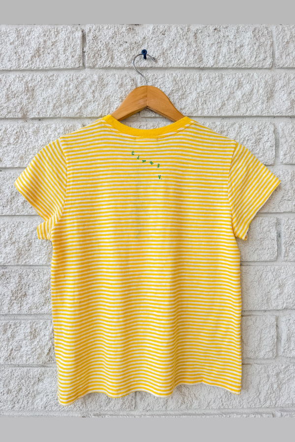 Clare V. Classic Tee - Cotton/Linen Mini Stripe - Snapdragon/Cream