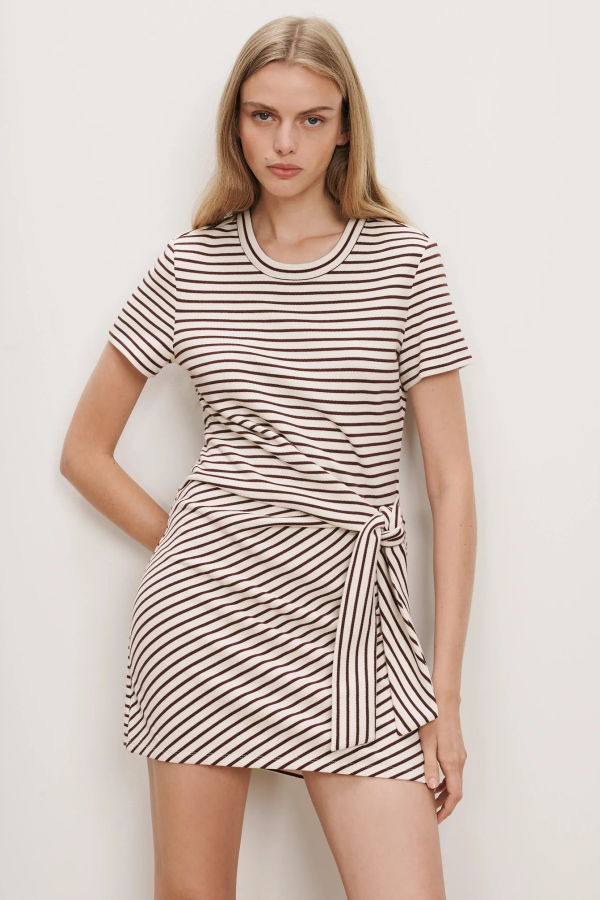 Veronica Beard Elvaris Wrap Mini Dress - Dove White/Raisin