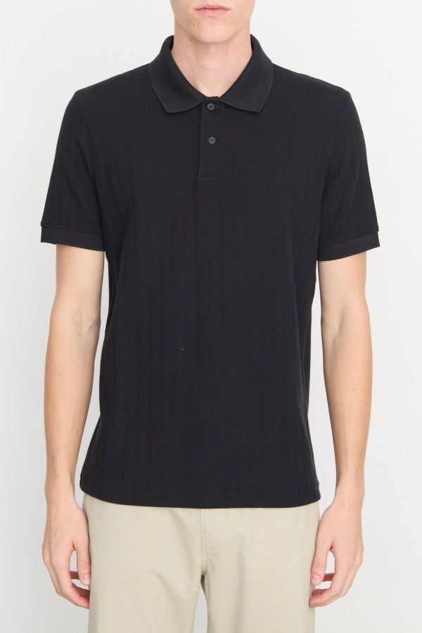 VINCE Drop-Needle Stripe Pima Cotton Polo Shirt