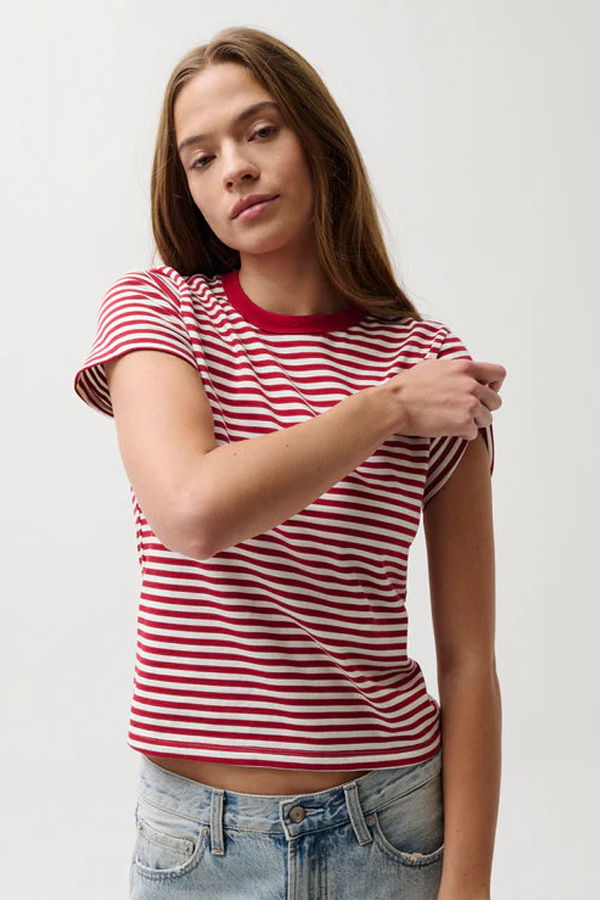 Pistola Alba Shrunken Tee - Racer Red Stripe