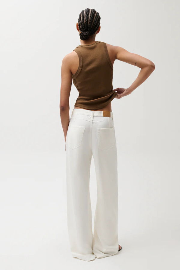 Pistola Sydney High Rise Bowed Linen Wide Leg Pants - Egret