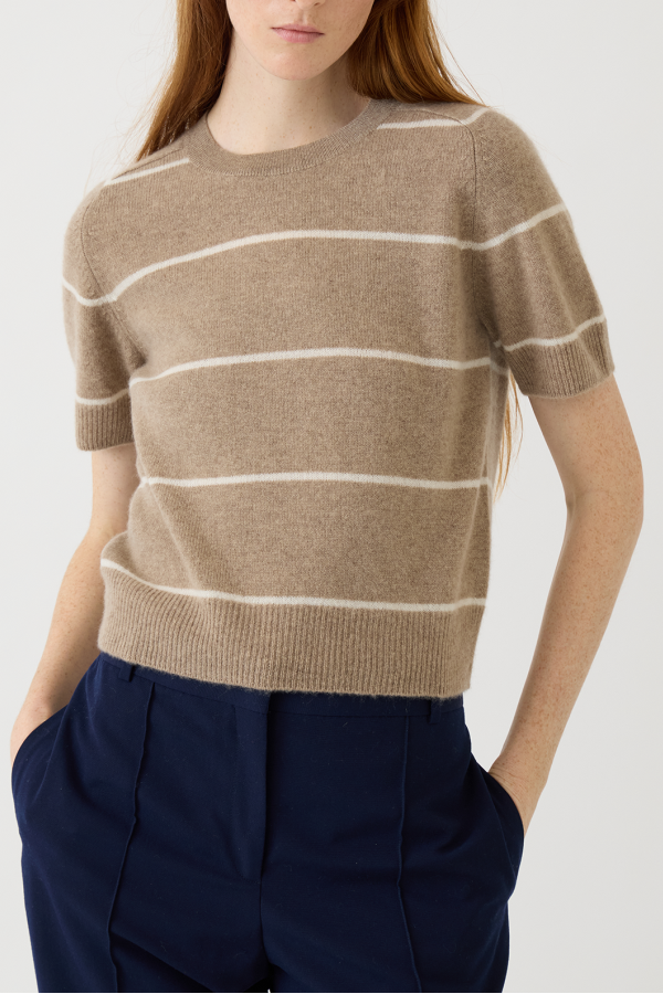 demylee Krysta Stripe Knit - Fawn / Ivory