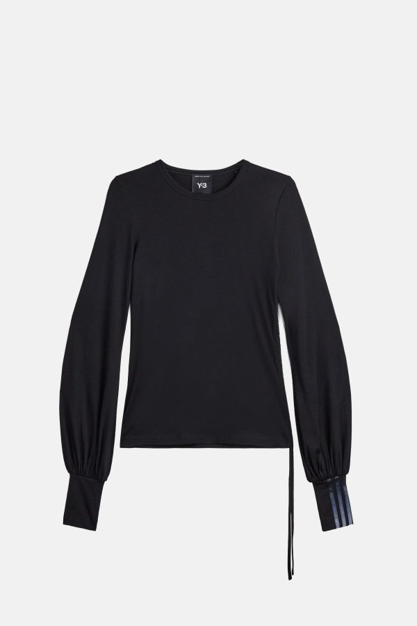 Y-3 Wool Cinched Drape Long Sleeve Tee