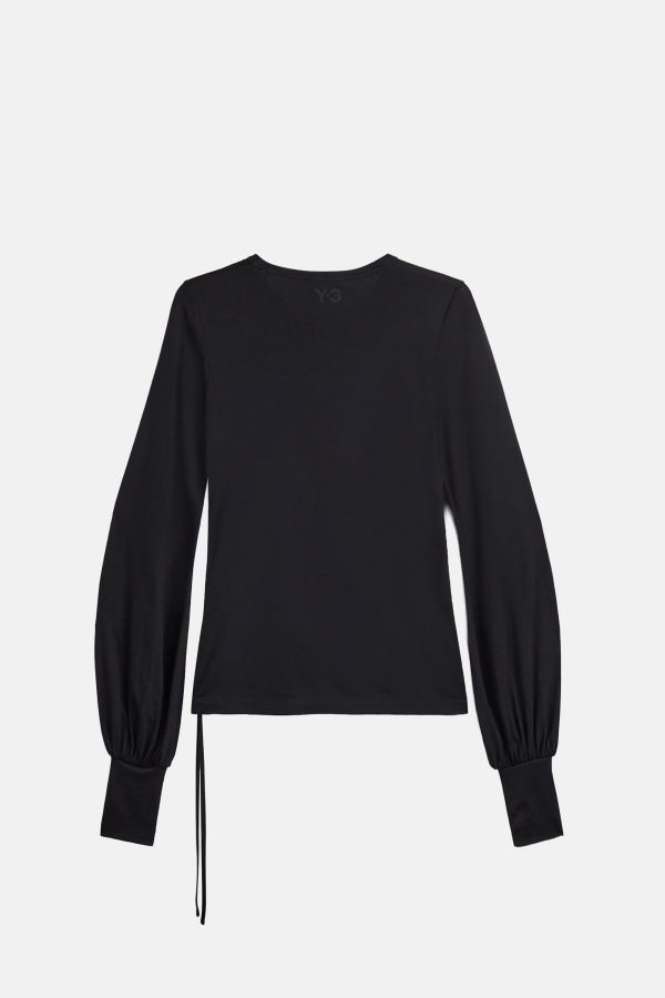 Y-3 Wool Cinched Drape Long Sleeve Tee