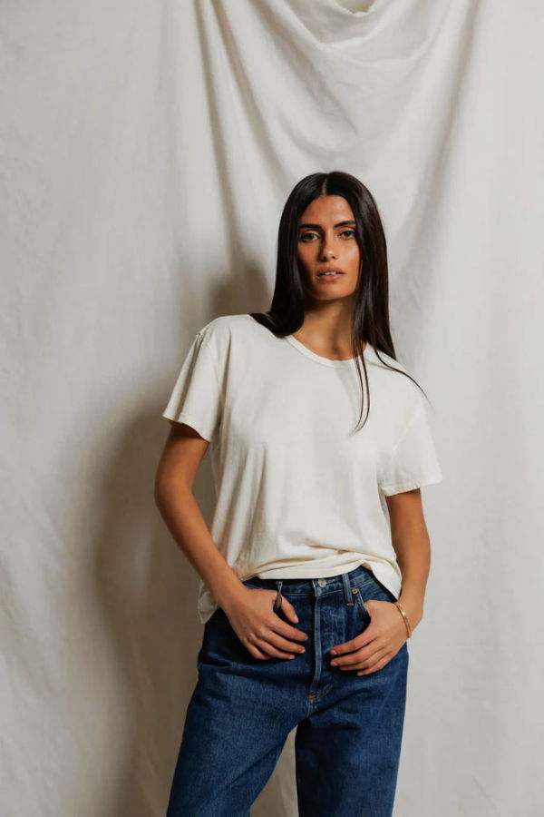 Perfect White Tee Harley Short Sleeve Boxy Tee - Bright Ivory